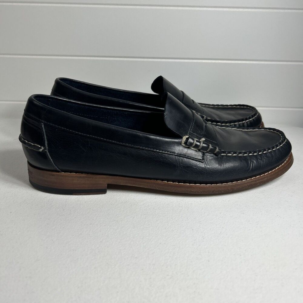 Sebago Mens Shoes Size 12 D Navy Blue Classic Penny Loafers Leather Handsewn
